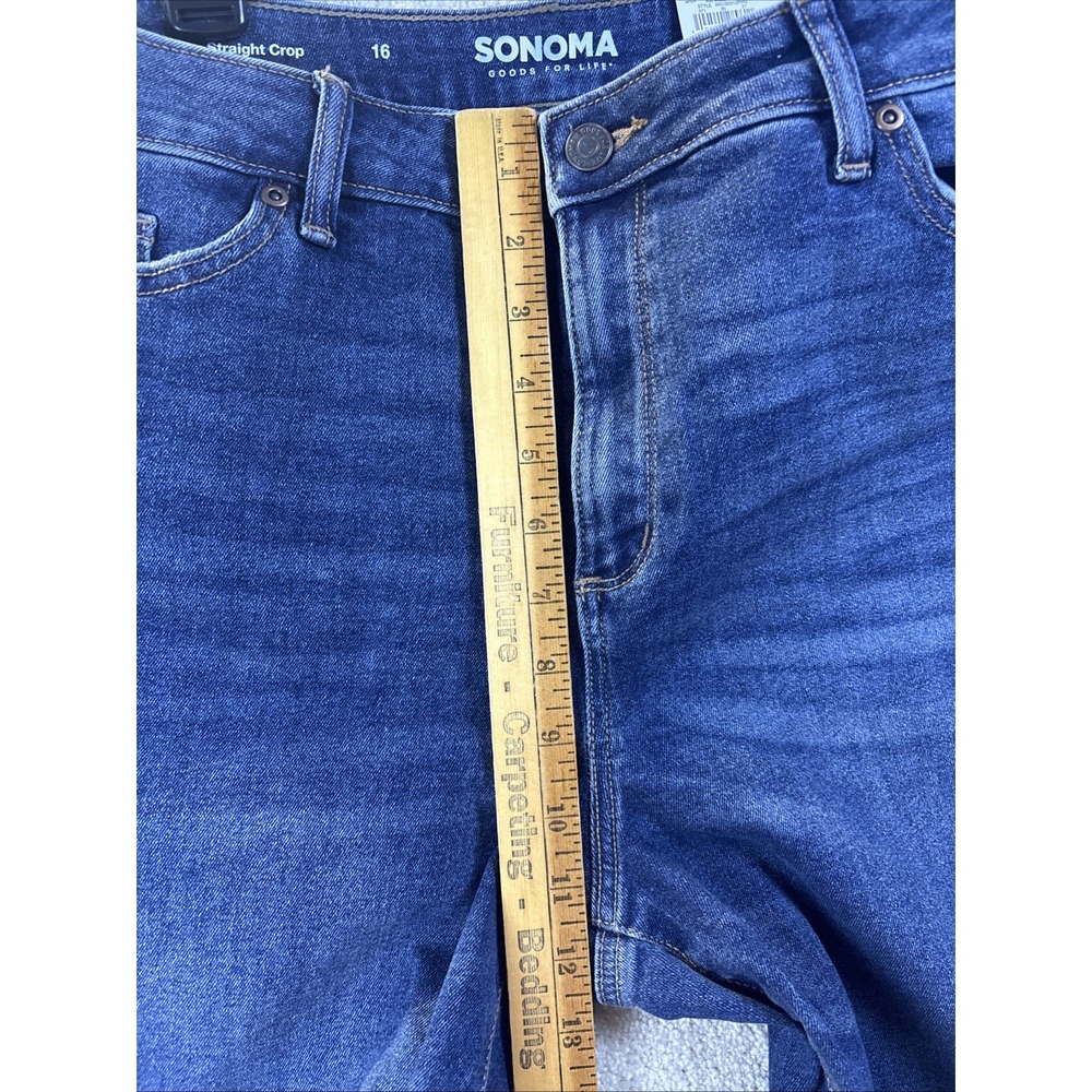Sonoma Jeans Women's 16 (Fits 34x26) Blue Denim Straight Crop High Rise NEW - Picture 7 of 9